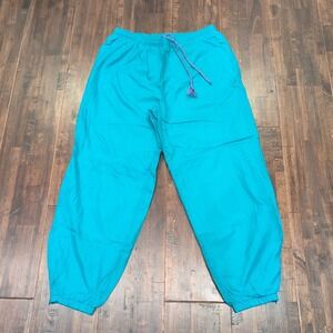 Vintage Janzen Teal Purple Track Pants Joggers Mens XL Retro Cotton Lined 80s